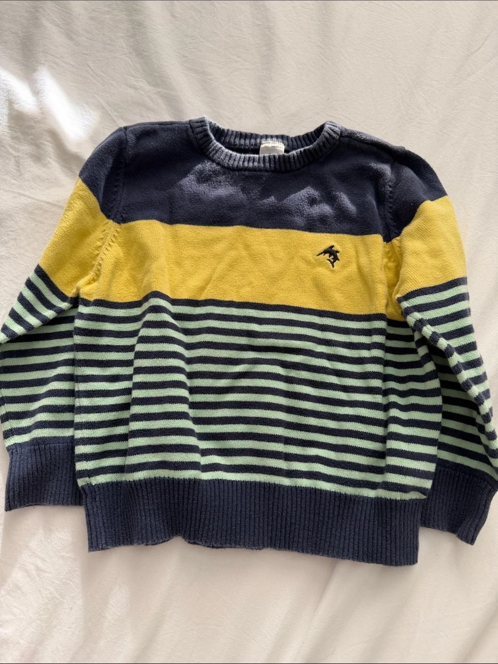 Carter's Navy, Yellow & Light Green Striped Crewneck Sweater 4T